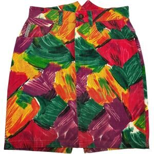 Vintage 80s 90s womens tropical floral Limited Jeans A-Line AOP maximalist skirt
